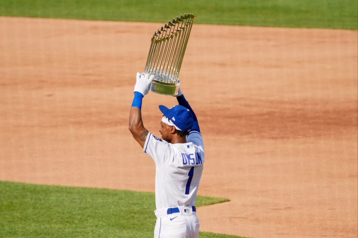 Baseball_MLB_Kansas City Royals Jarrod Dyson World Series Trophy