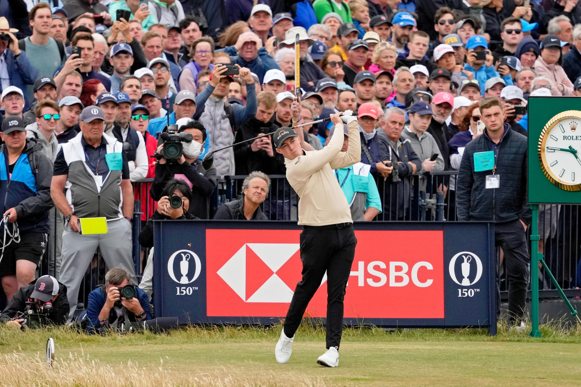 PGA: The Open Championship - First Round - Jul 14, 2022; St. Andrews, SCT; Matt Fitzpatrick tees off on the sixth hole during the first round of the 150th Open Championship golf tournament at St. Andrews Old Course. 