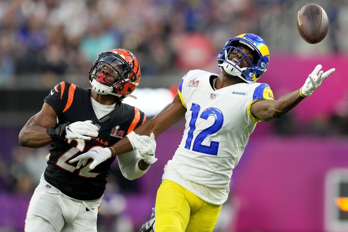 Football_NFL_Super Bowl Los Angeles Rams Cincinnati Bengals Chidobe Awuzie Van Jefferson