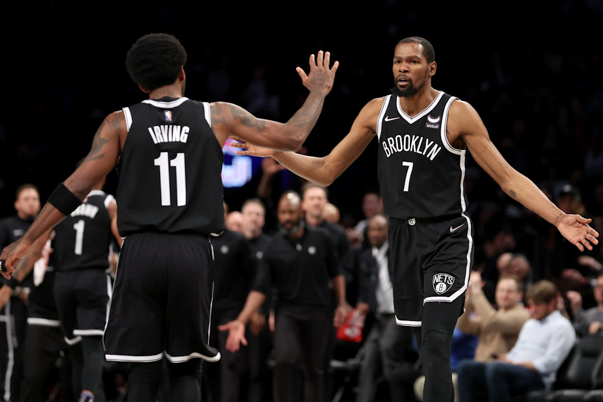 Basketball_NBA_Brooklyn Nets forward Kevin Durant and guard Kyrie Irving