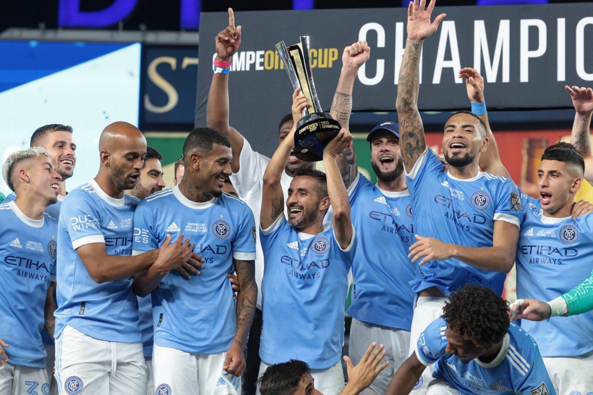 Soccer_MLS_New York City FC celebrate with MLS Cup